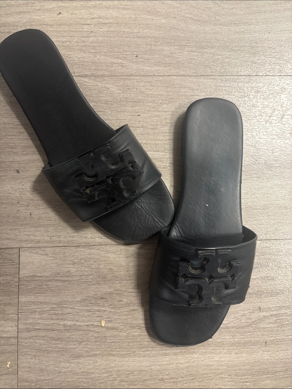 Tory Burch Black Leather Slide Sandals